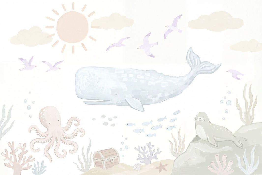 Underwater Wallpaper Whale Removable Nursery Wall Decor pattern artwork