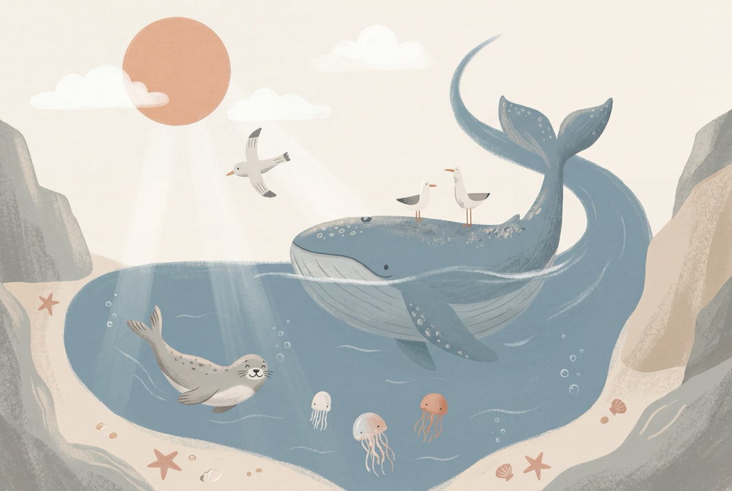 Whale Wallpaper Ocean Seal Wall Mural pattern artwork
