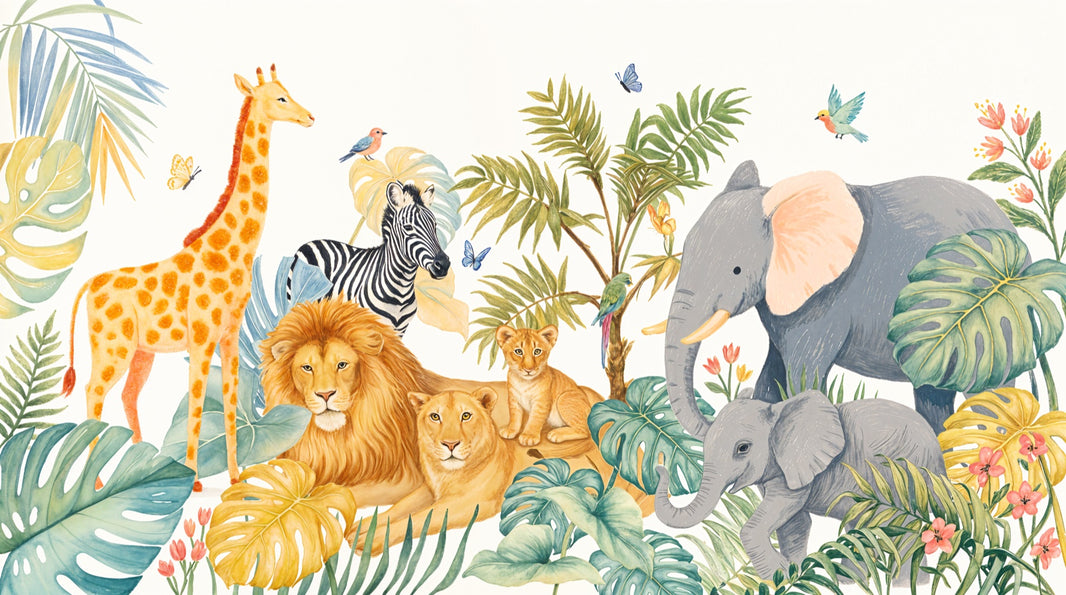 Tropical Jungle Wallpaper Animals Nature Wall Mural pattern artwork