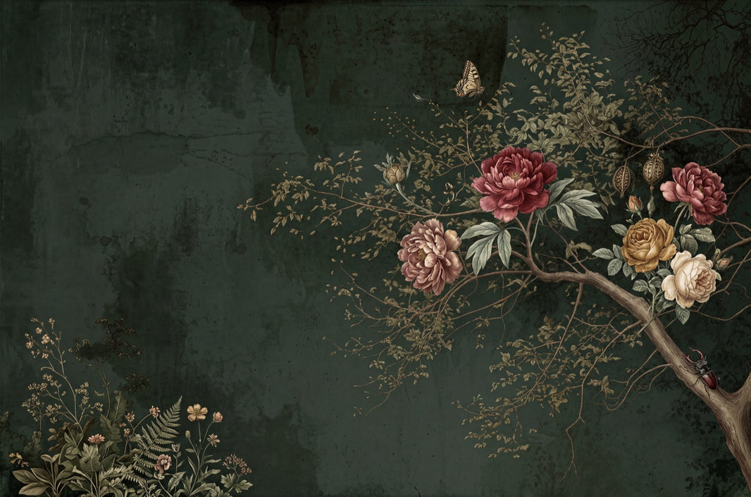 Dark Wallpaper Moody Botanical Removable Wall Decor pattern artwork
