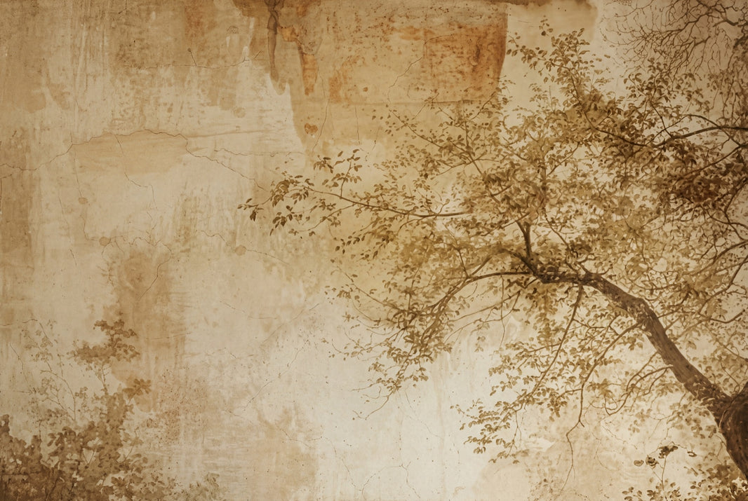 Vintage Mural Wallpaper Sepia Tree Branches Wall Mural pattern artwork
