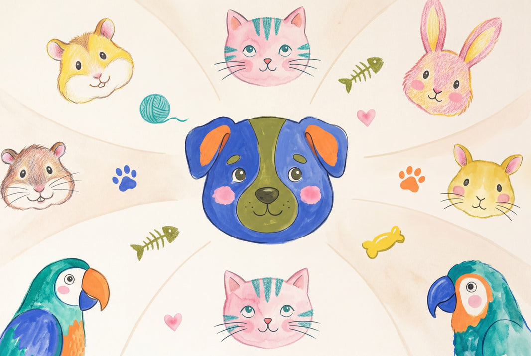 Kids Wallpaper Cartoon Pets Cute Animals Wall Mural pattern artwork