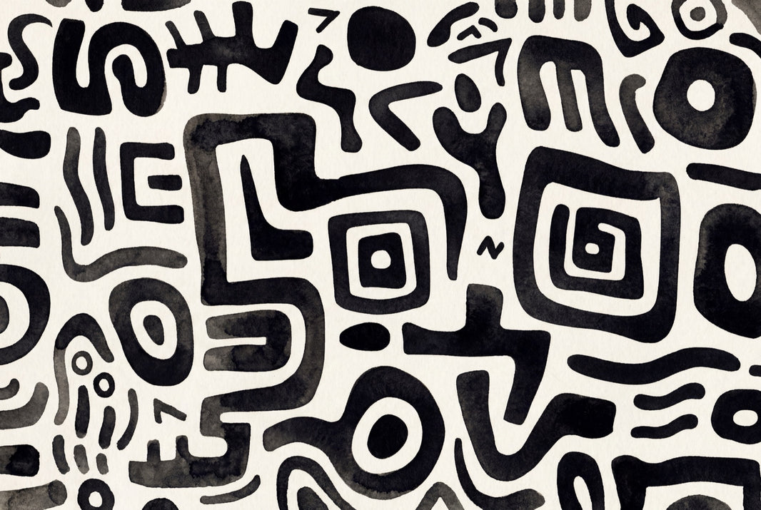 Ink Wash Wallpaper Black And White Removable Organic Shapes Wall Decor pattern artwork