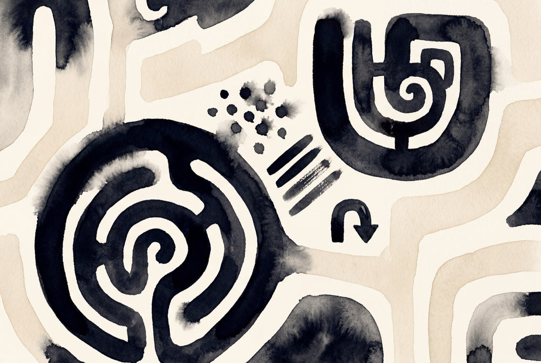 Spiral Motif Wallpaper Abstract Black Ink Wall Mural pattern artwork