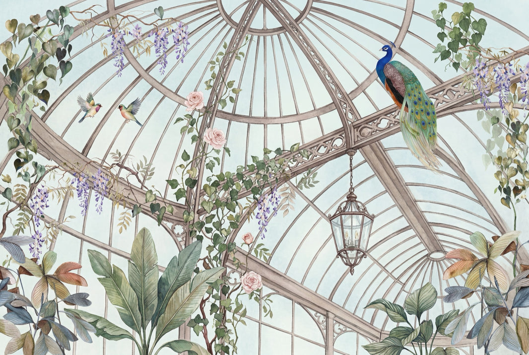 Conservatory Wallpaper Greenhouse Dome Removable Botanical Vines Wall Decor pattern artwork