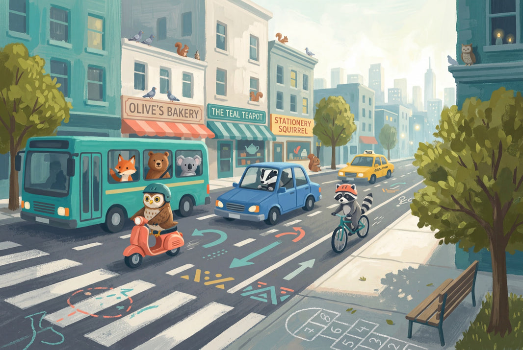 City Street Wallpaper Animals Urban Landscape Removable Wall Decor pattern artwork