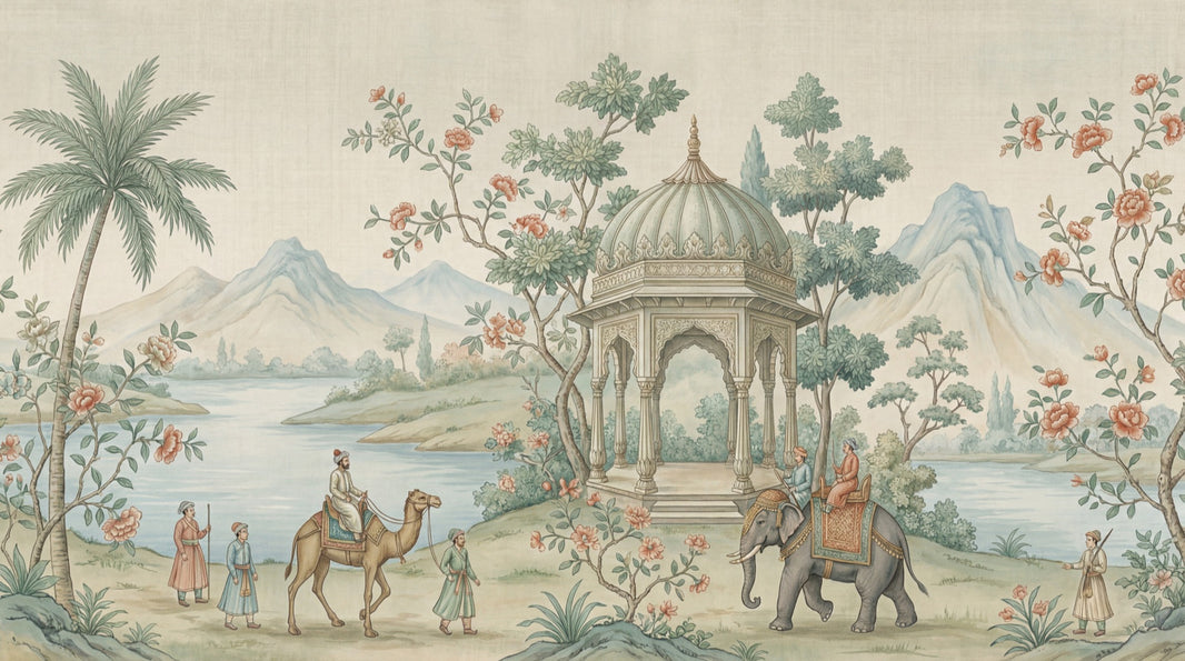Landscape Wallpaper Pavilion Camel Wall Mural pattern artwork