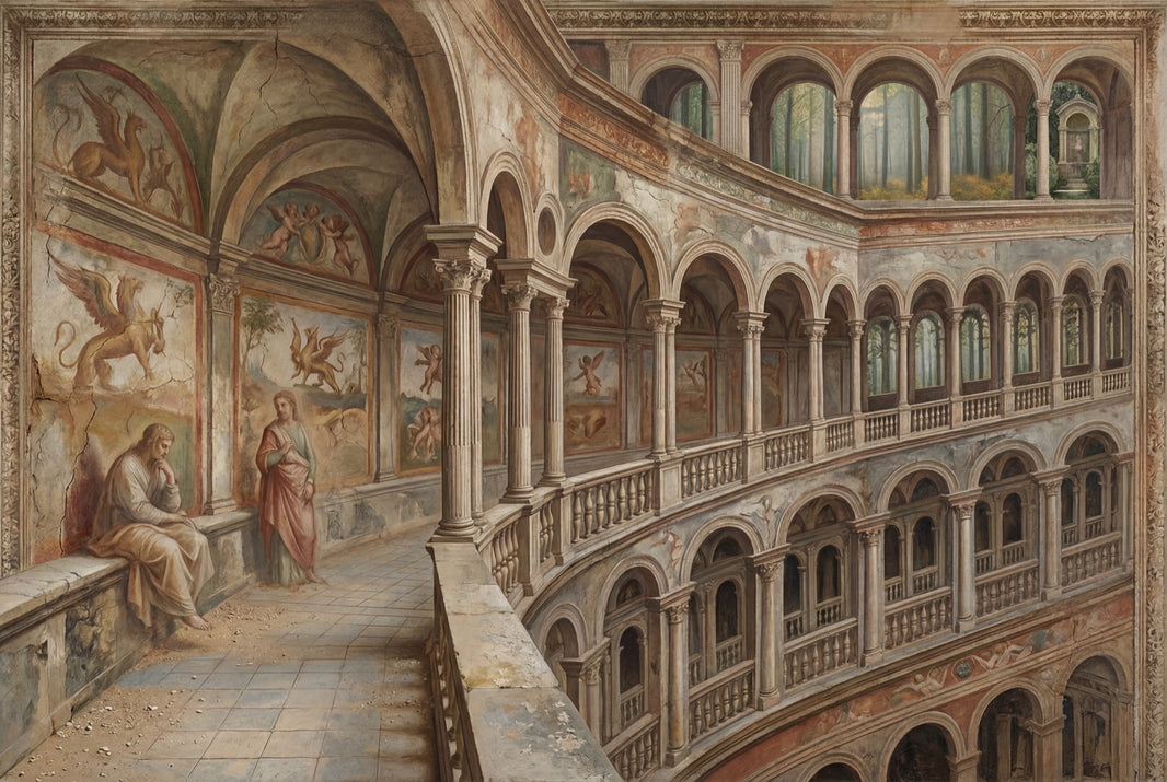 Renaissance Fresco Wallpaper Classical Arches Palace Interior Removable Wall Decor pattern artwork