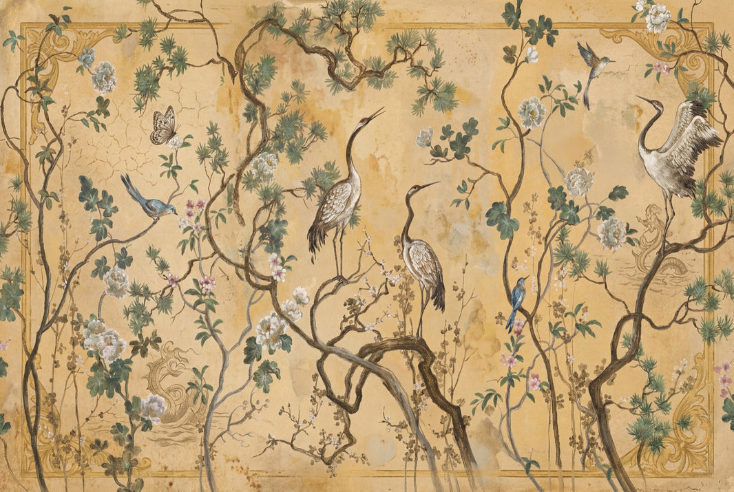 Muted Green Wallpaper Vintage Removable Chinoiserie Wall Decor pattern artwork