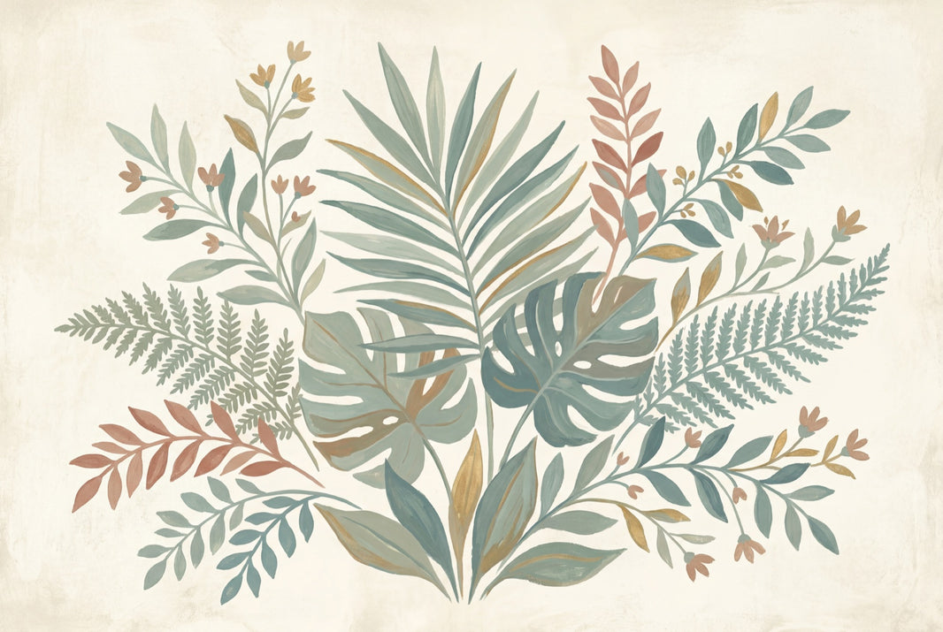 Tropical Leaves Wallpaper Botanical Foliage Wall Mural pattern artwork