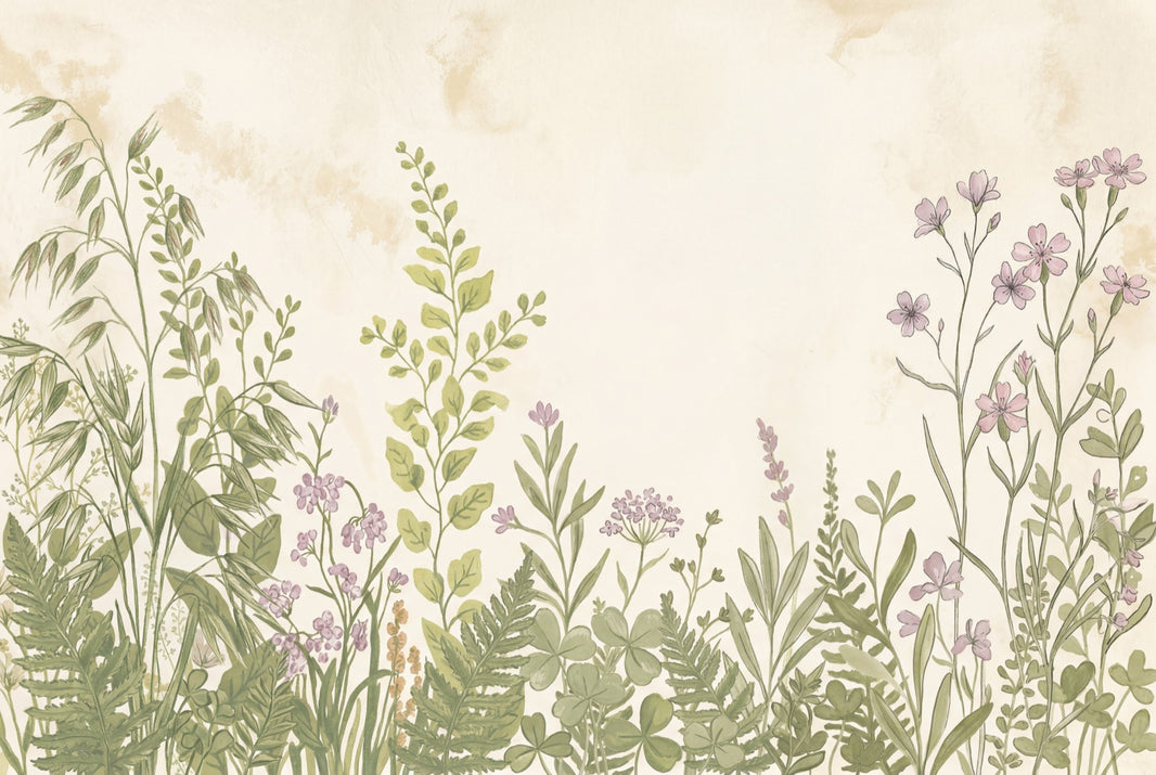 Botanical Wallpaper Wildflower Meadow Watercolor Removable Wall Decor pattern artwork
