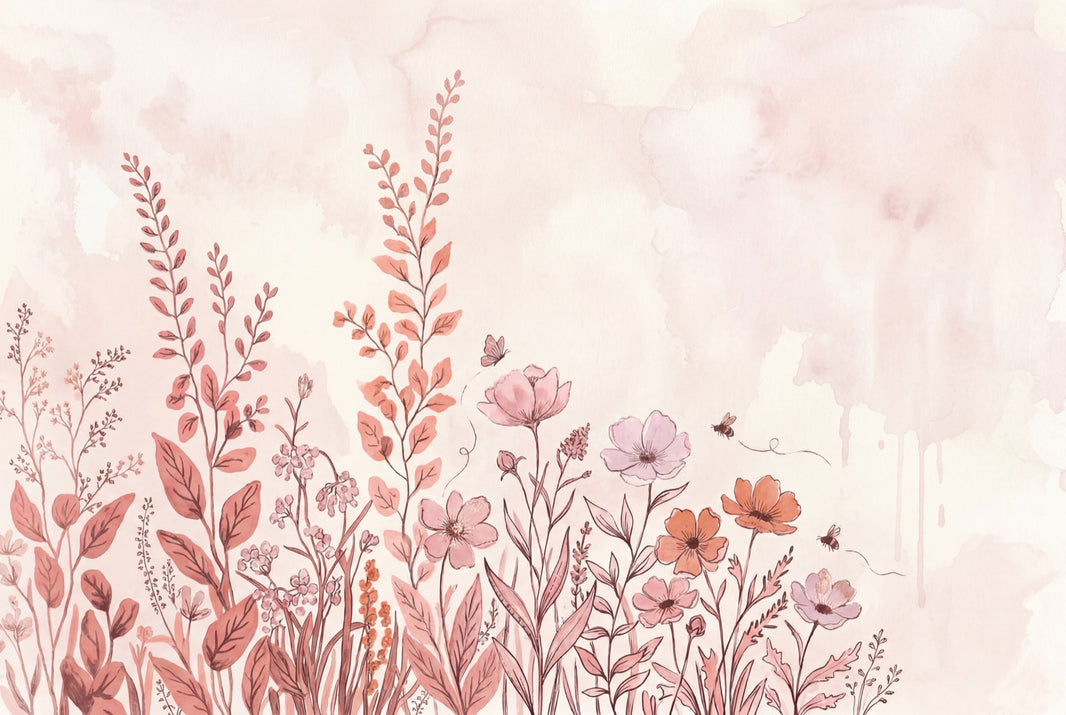Watercolor Wallpaper Wildflowers Botanical Removable Wall Decor pattern artwork