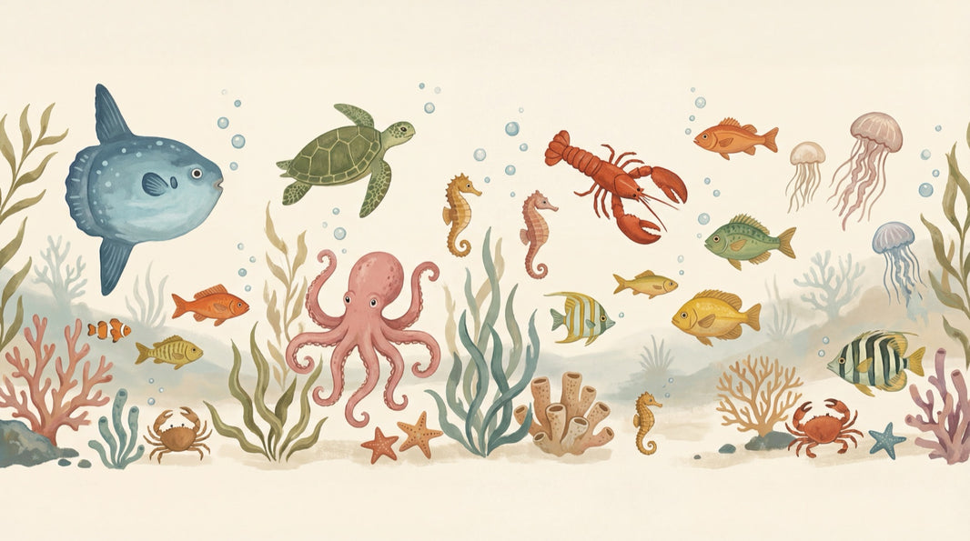 Underwater Wallpaper Sea Creatures Ocean Wall Mural pattern artwork