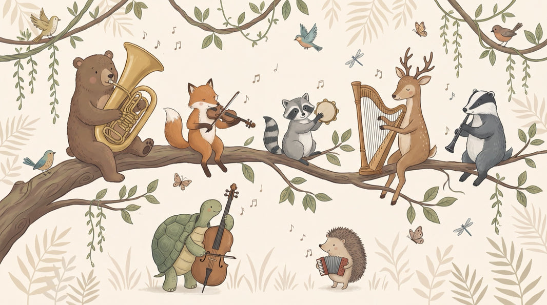 Animals Wallpaper Music Whimsical Wall Mural pattern artwork