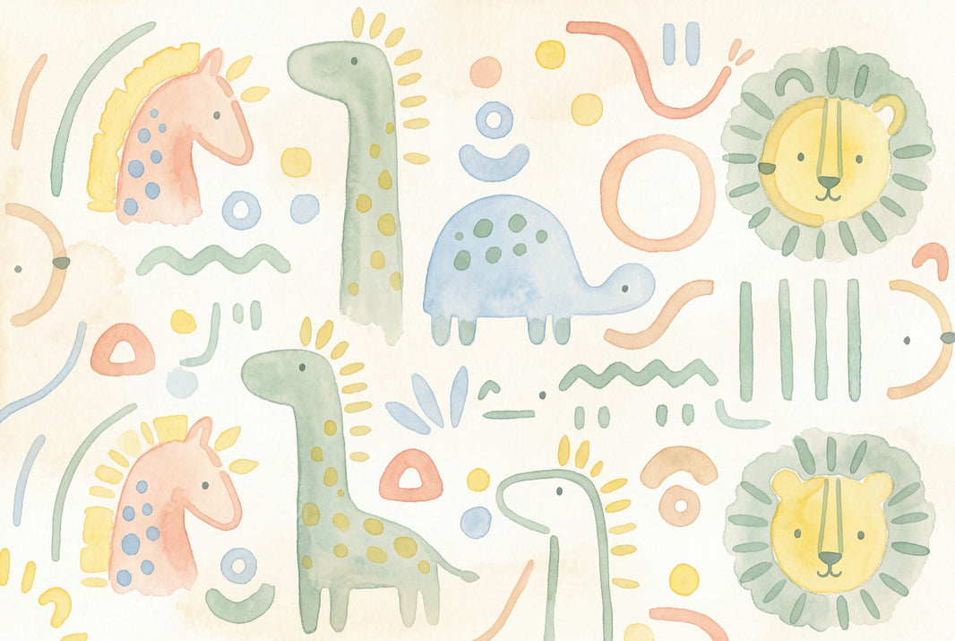Muted Green Wallpaper Pastel Safari Removable Nursery Wall Decor pattern artwork