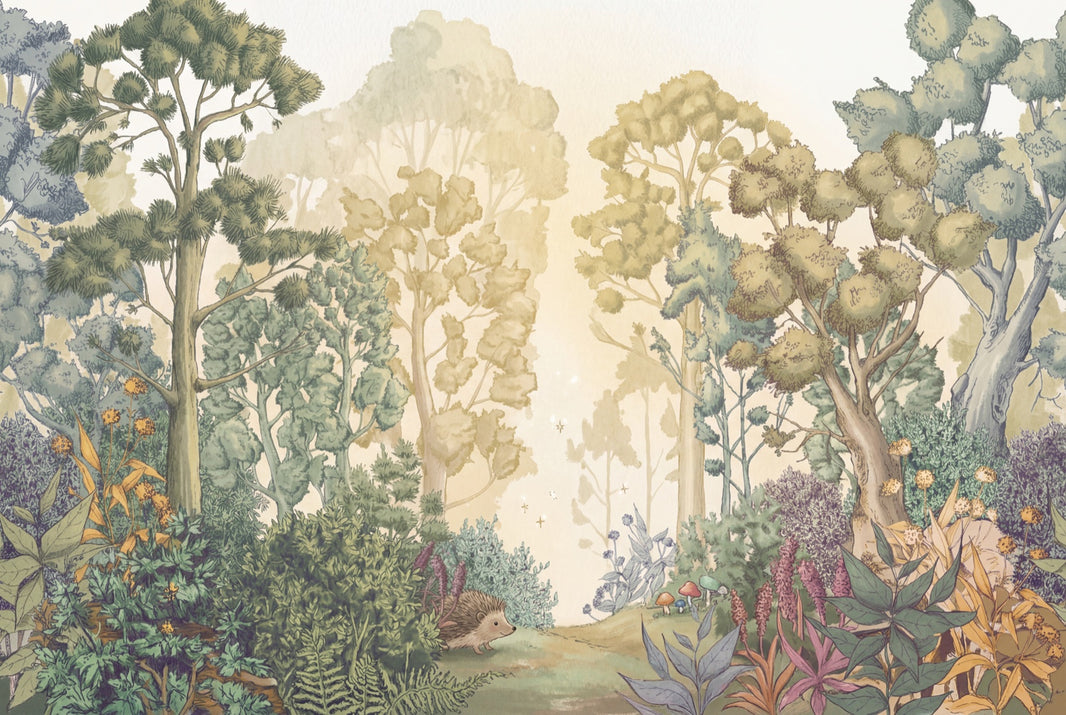 Misty Forest Wallpaper Woodland Botanical Removable Wall Decor pattern artwork
