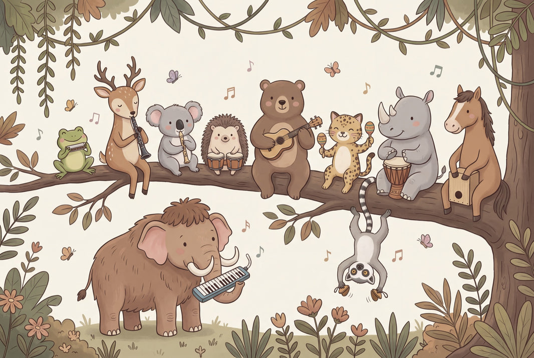 Animal Wallpaper Music Whimsical Wall Decor pattern artwork