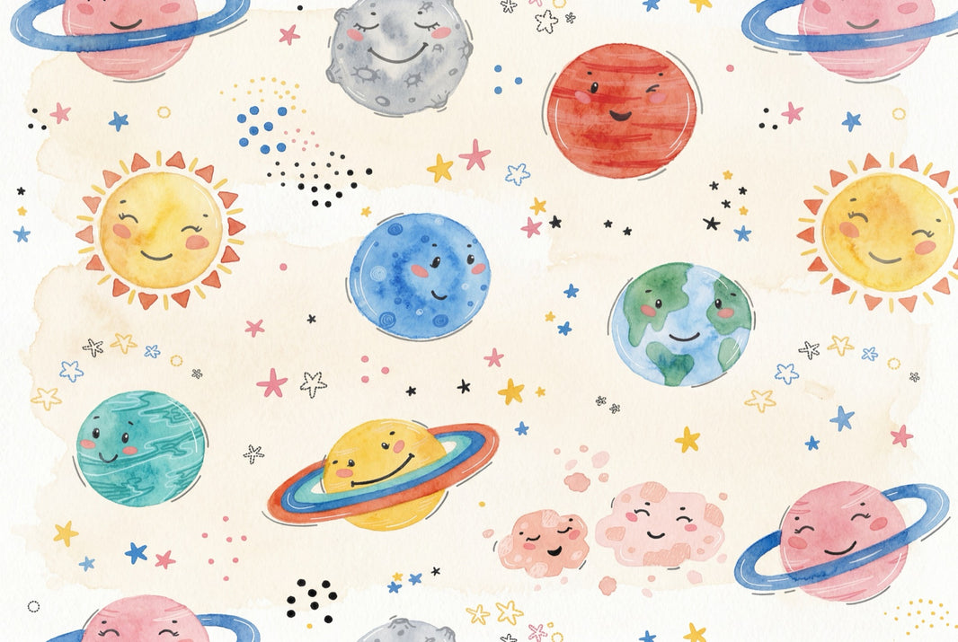 Space Wallpaper Planets Removable Nursery Wall Decor pattern artwork