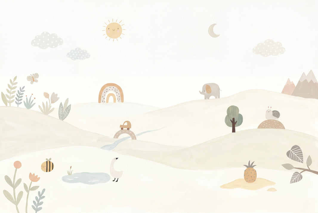 Pastel Landscape Wallpaper Nursery Scandinavian Removable Wall Decor pattern artwork