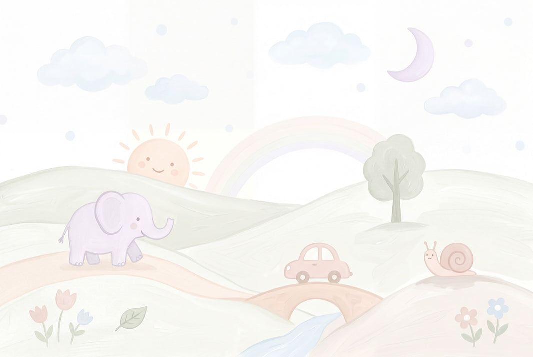 Nursery Wallpaper Pastel Removable Landscape Wall Decor pattern artwork