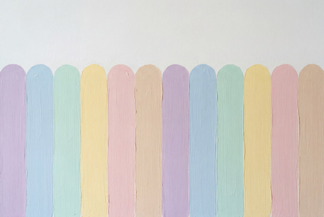 Pastel Stripes Wallpaper Hand Painted Brushstrokes Rounded Vertical Bands Wall Mural pattern artwork