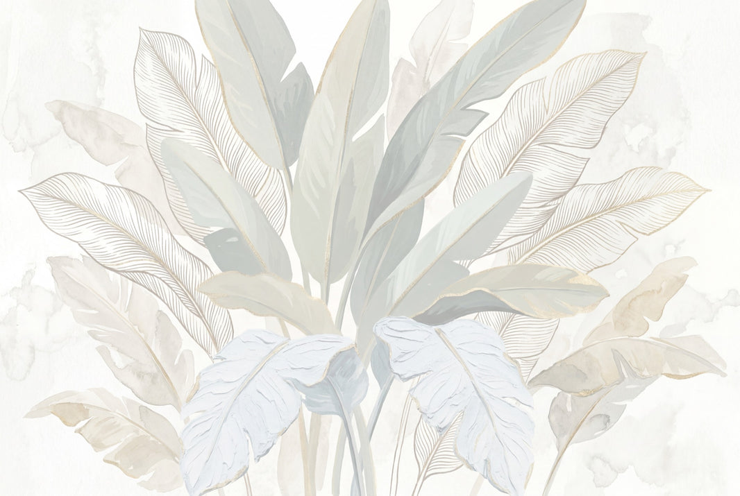 Botanical Wallpaper Tropical Leaves Removable Watercolor Wash Wall Decor pattern artwork
