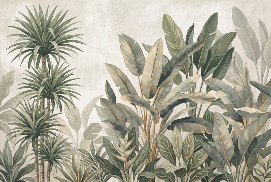 Tropical Foliage Wallpaper Botanical Mural Removable Banana Leaves Wall Decor pattern artwork