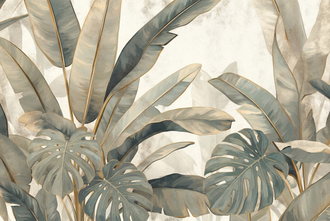 Tropical Leaves Wallpaper Monstera Banana Leaf Wall Mural pattern artwork