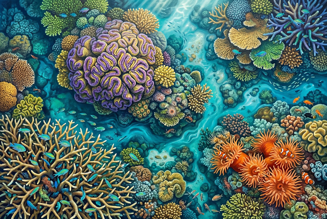 Coral Reef Wallpaper Underwater Removable Tropical Ocean Wall Decor pattern artwork