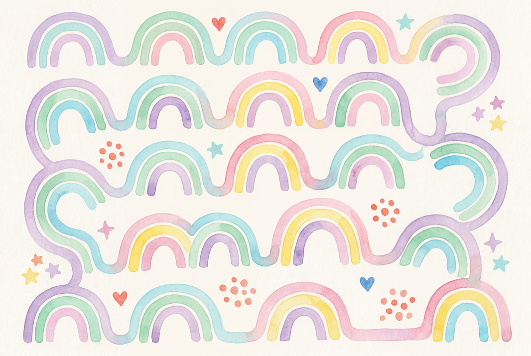 Pastel Rainbow Wallpaper Watercolor Whimsical Wall Mural pattern artwork