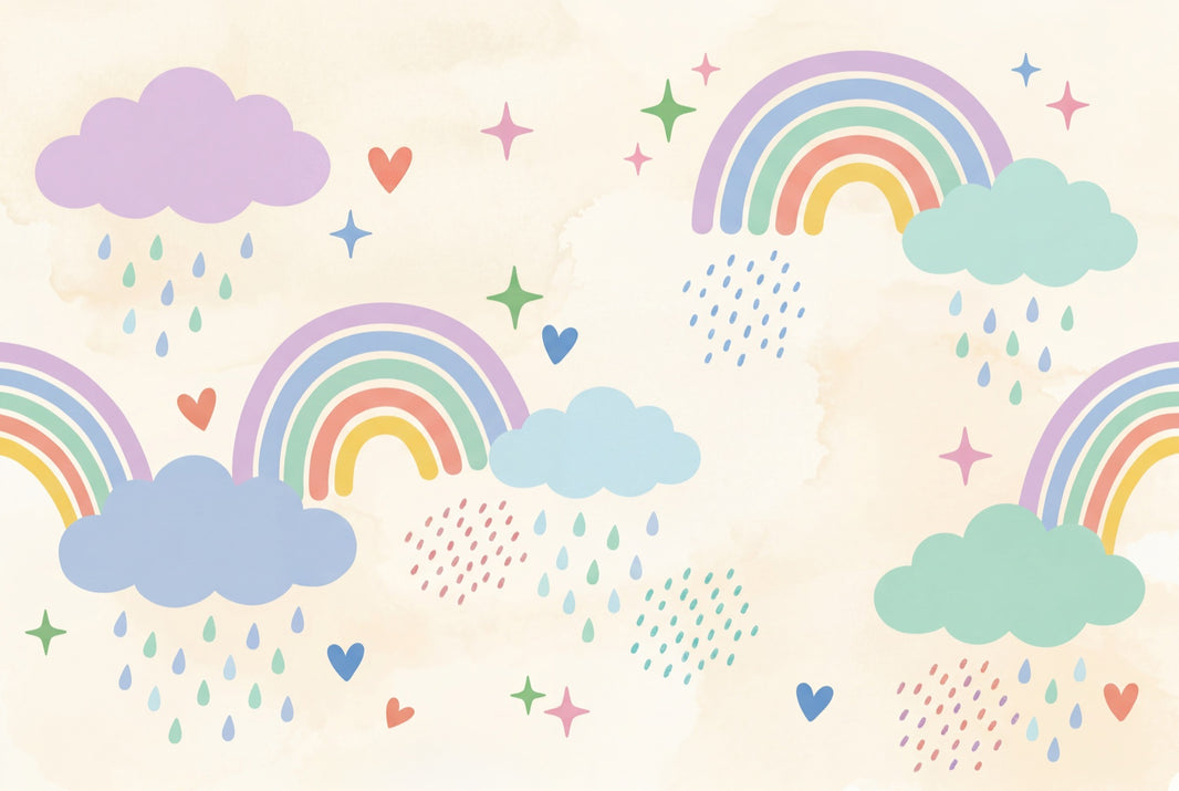 Rainbow Wallpaper Pastel Removable Whimsical Wall Decor pattern artwork