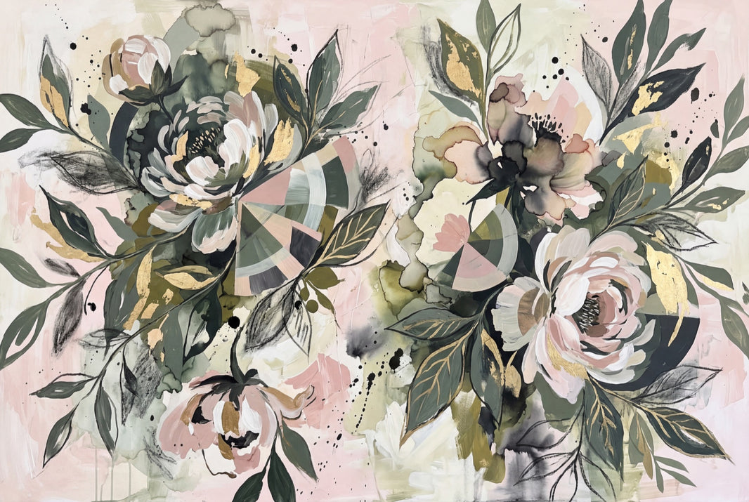 Modern Floral Wallpaper Watercolor Botanical Removable Large Scale Mural Wall Decor pattern artwork