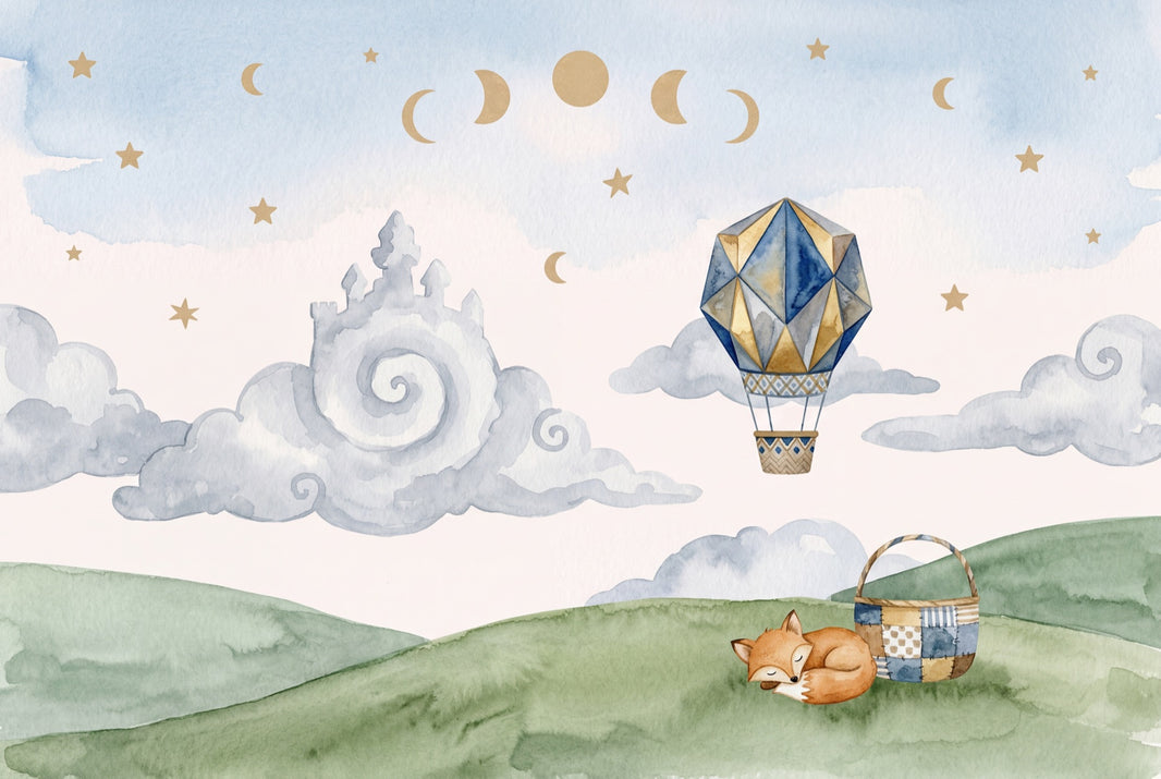 Watercolor Texture Wallpaper Hot Air Balloon Watercolor Texture Removable Wall Decor pattern artwork