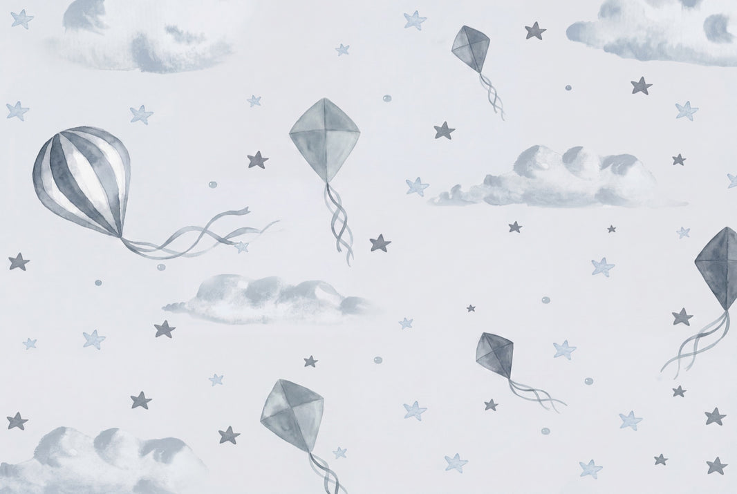 White Background Wallpaper Hot Air Balloon Removable White Background Wall Decor pattern artwork