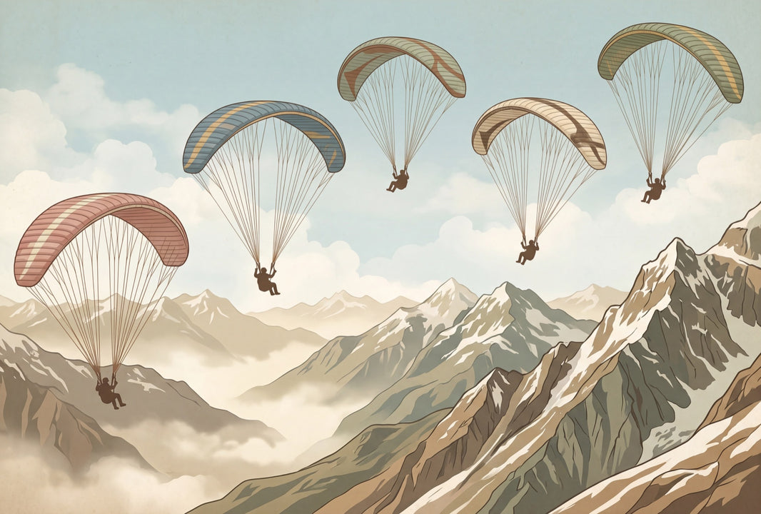Mountain Landscape Wallpaper Paragliding Vintage Travel Poster Removable Wall Decor pattern artwork