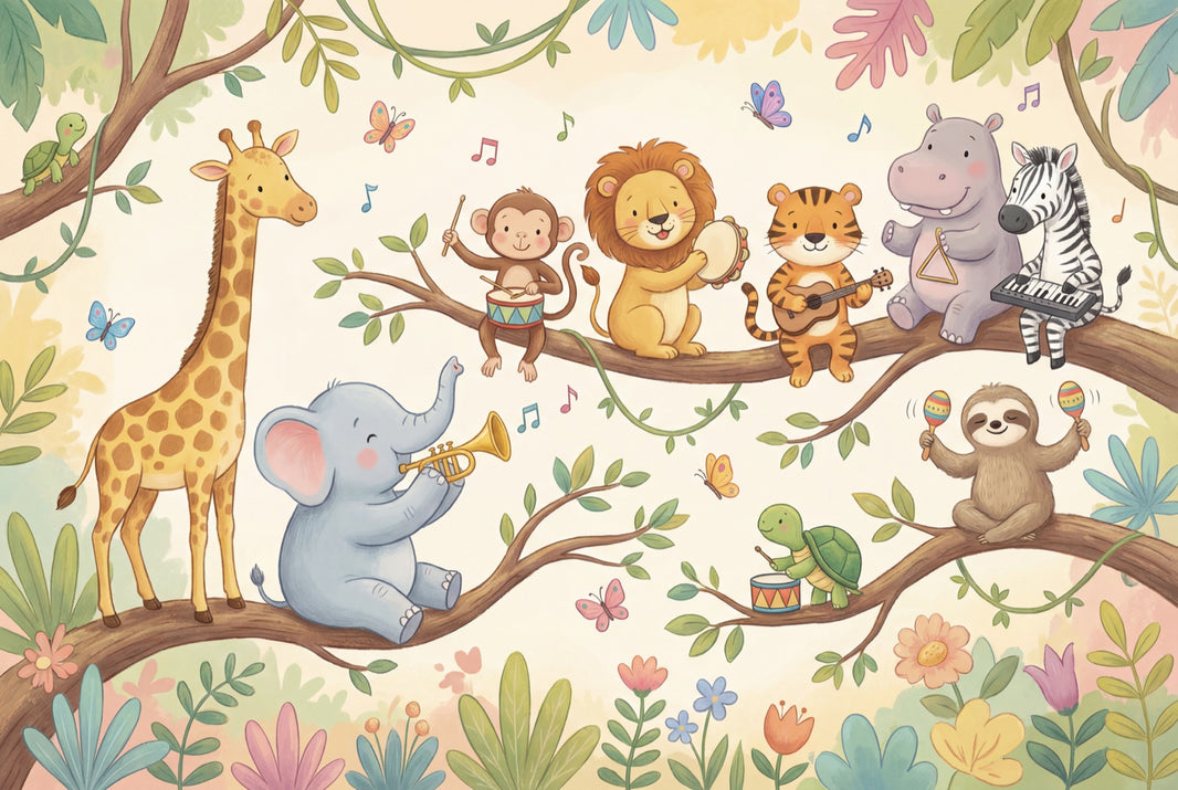 Animals Wallpaper Music Cartoon Wall Mural pattern artwork