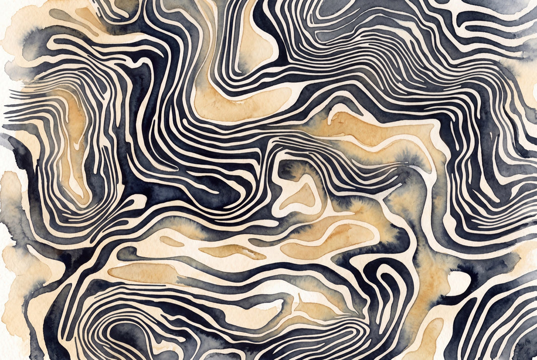 Topographic Lines Wallpaper Watercolor Wash Removable Modern Minimalist Wall Decor pattern artwork