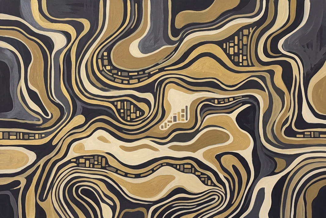 Topographic Wallpaper Black And Gold Luxury Removable Wall Decor pattern artwork