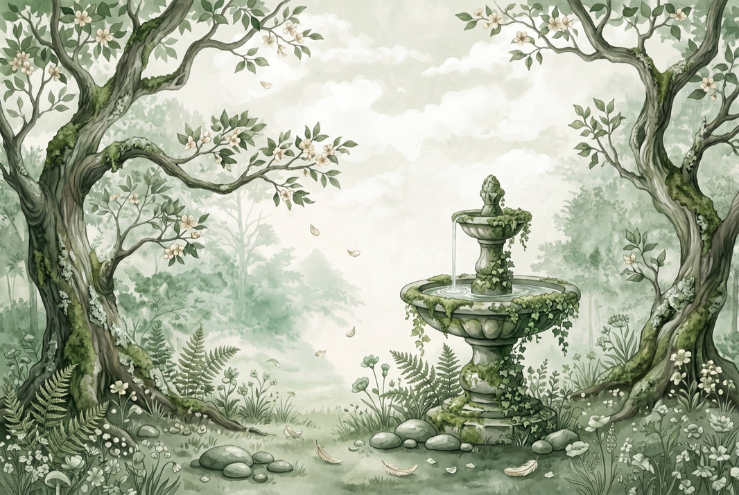 Cloudy Sky Wallpaper Misty Woodland Removable Wall Decor pattern artwork