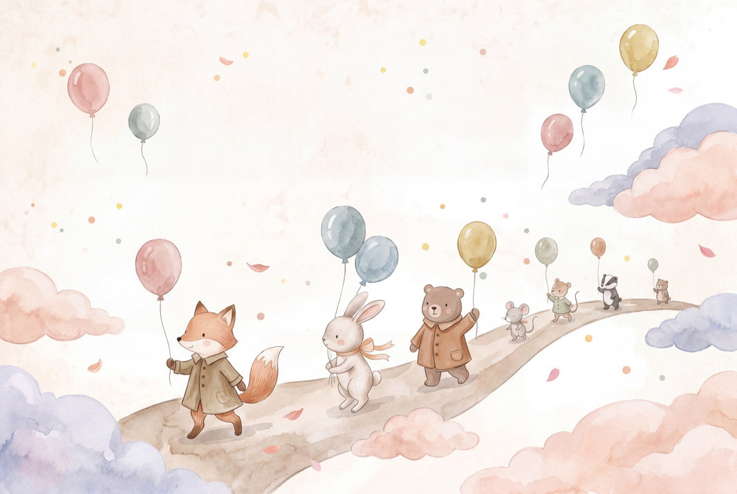 Woodland Animals Wallpaper Watercolor Removable Nursery Wall Decor pattern artwork