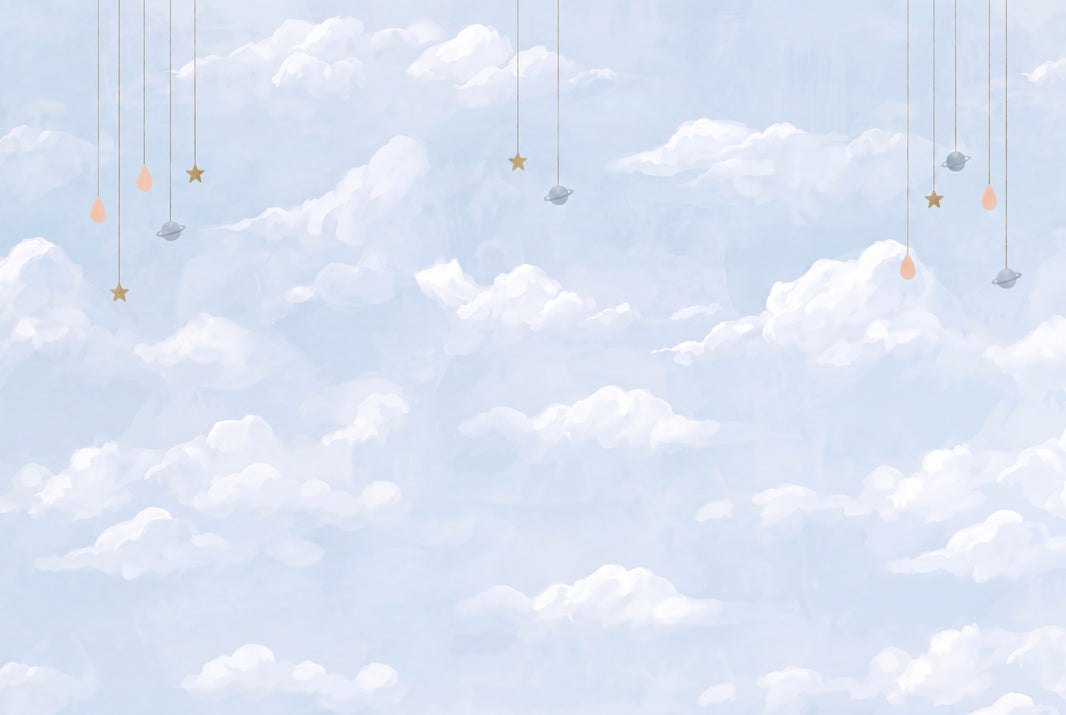 Watercolor Wallpaper Sky Hanging Stars Wall Mural pattern artwork