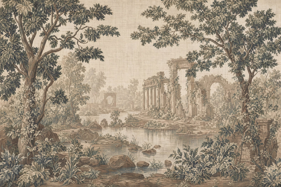 Classical Ruins Wallpaper Roman Arch River Landscape Wall Mural pattern artwork