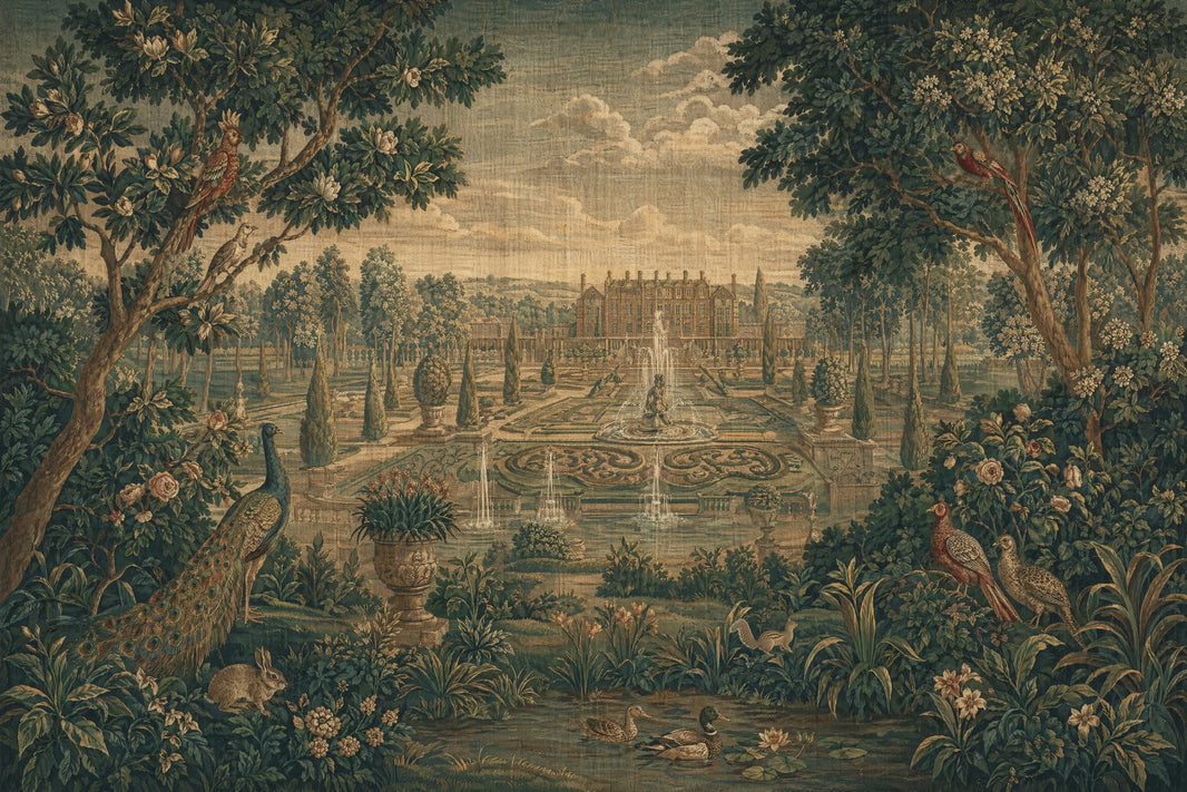 Muted Green Wallpaper Garden Chateau Removable Wall Decor pattern artwork