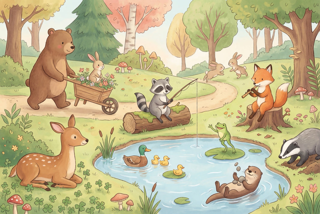 Woodland Wallpaper Animals Nature Wall Decor pattern artwork