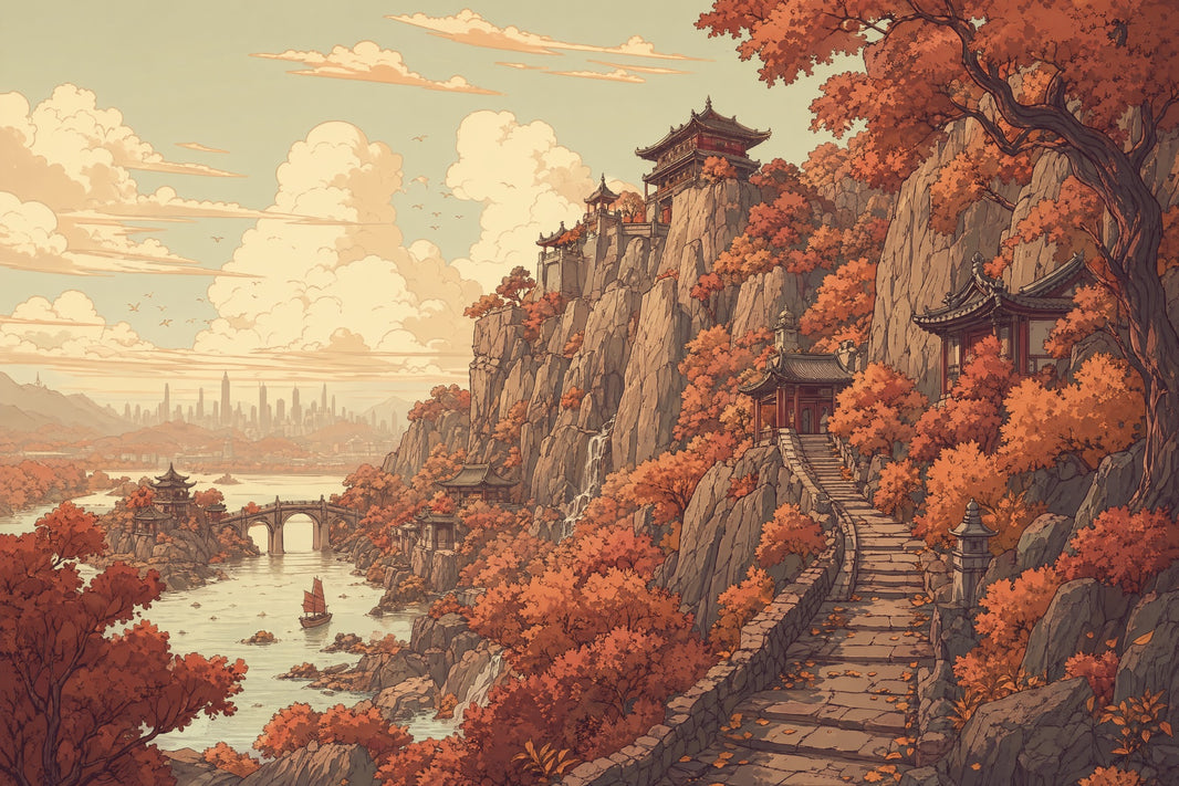 Walls Wallpaper Cliff Removable Pagoda Wall Decor pattern artwork