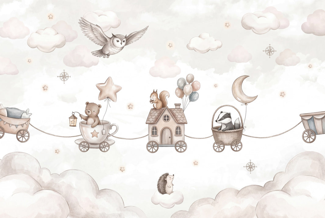 Nursery Wallpaper Watercolor Removable Whimsical Wall Decor pattern artwork