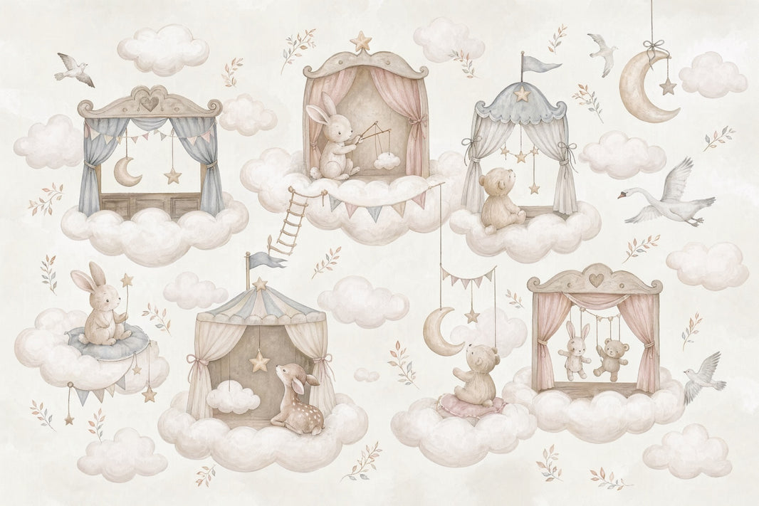 Nursery Wallpaper Watercolor Removable Storybook Wall Decor pattern artwork