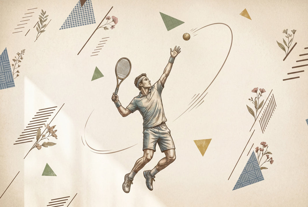 Mid Century Modern Wallpaper Tennis Player Removable Geometric Wall Decor pattern artwork
