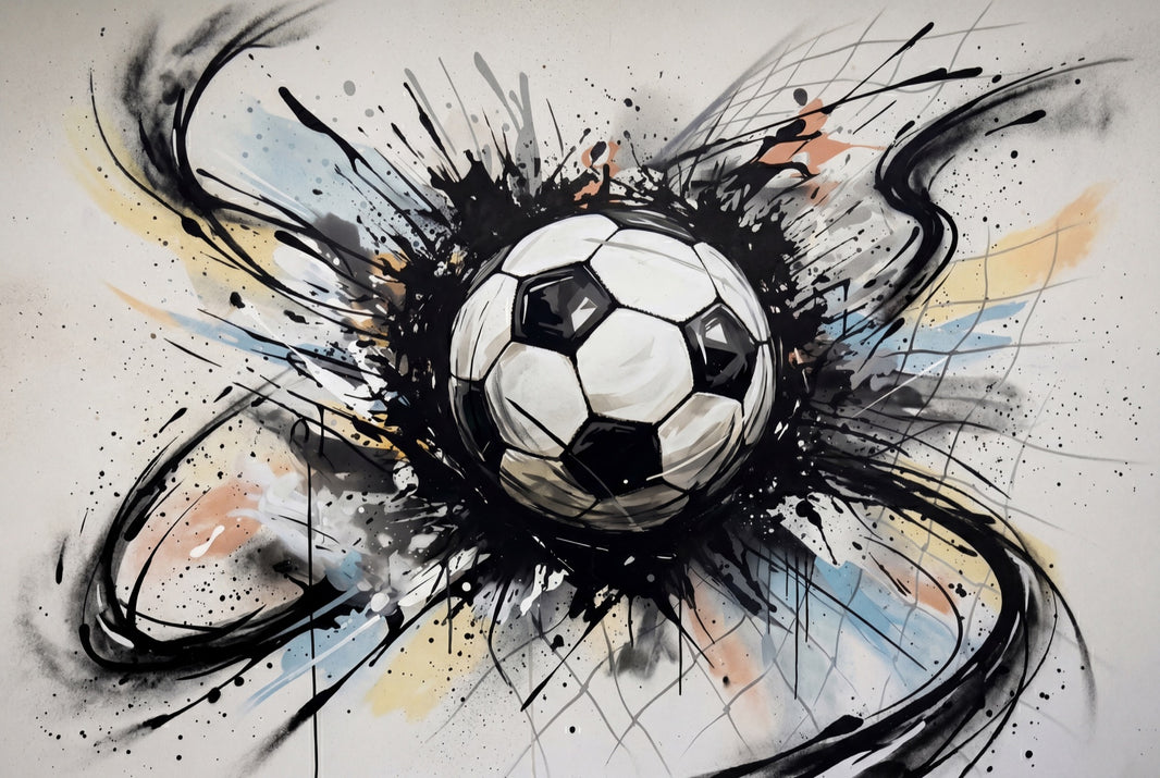 Soccer Ball Wallpaper Ink Splatter Dynamic Motion Wall Mural pattern artwork