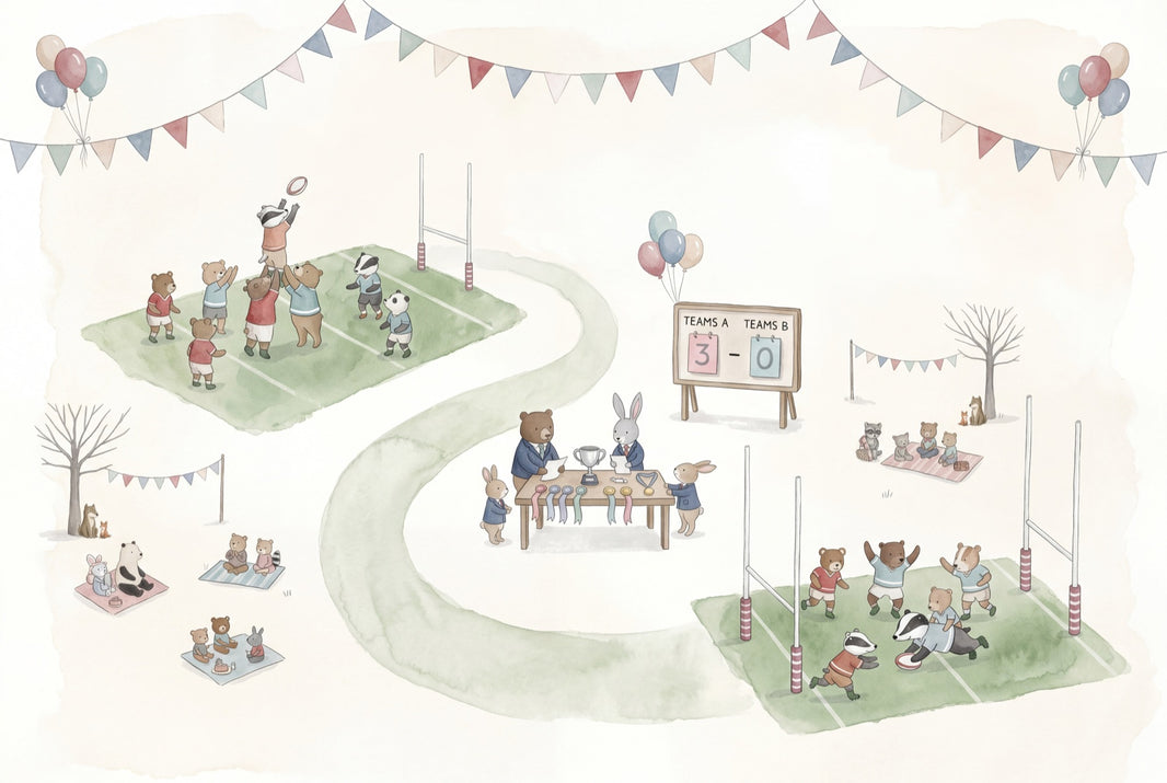 Whimsical Animals Wallpaper Sports Day Removable Rugby Field Wall Decor pattern artwork